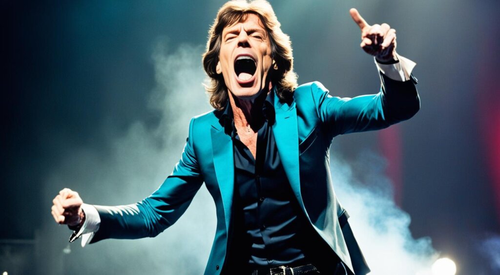 Mick Jagger performing on stage